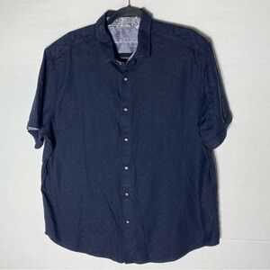 Robert Graham Black Bayview Short Sleeve Button Front Flip Cuff Casual Shirt 2XL